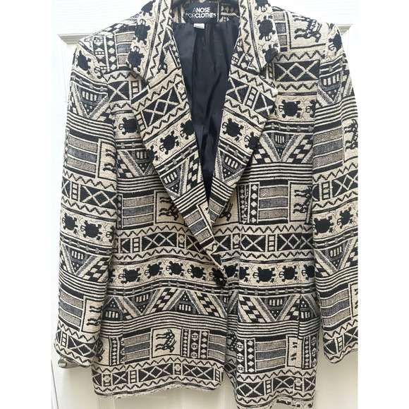 Vintage Aztec Tribal Print Tapestry Blazer Jacket Artsy Boho Statement - Picture 13 of 13